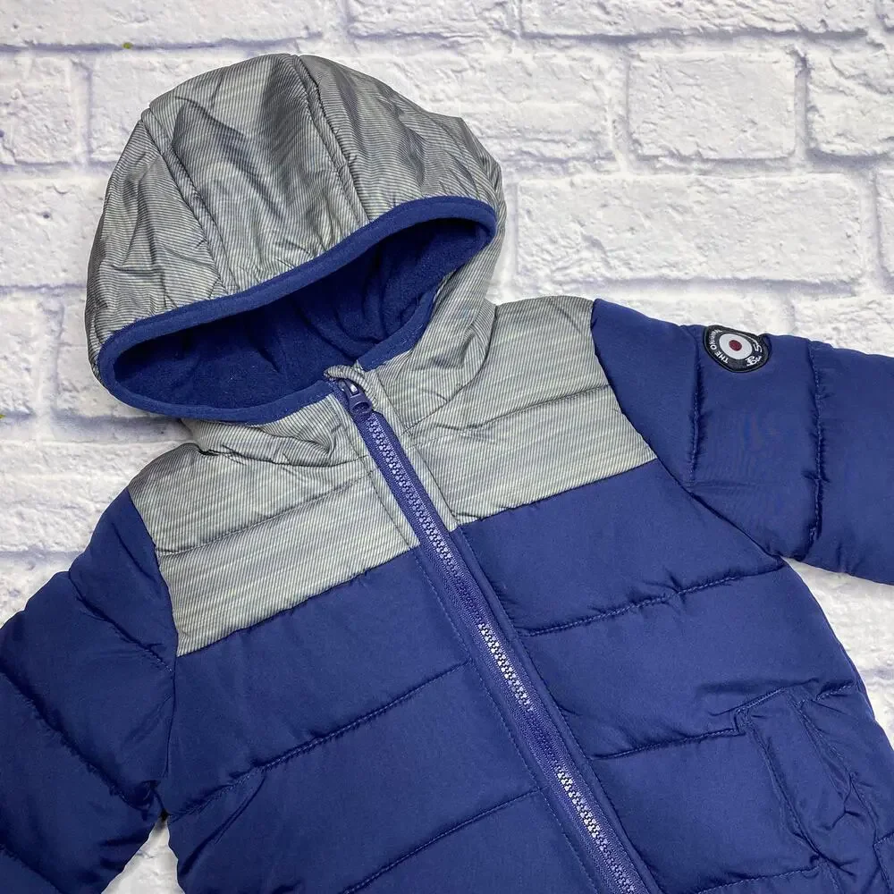 Ben Sherman Puffer Winter Jacket in Navy/Gray